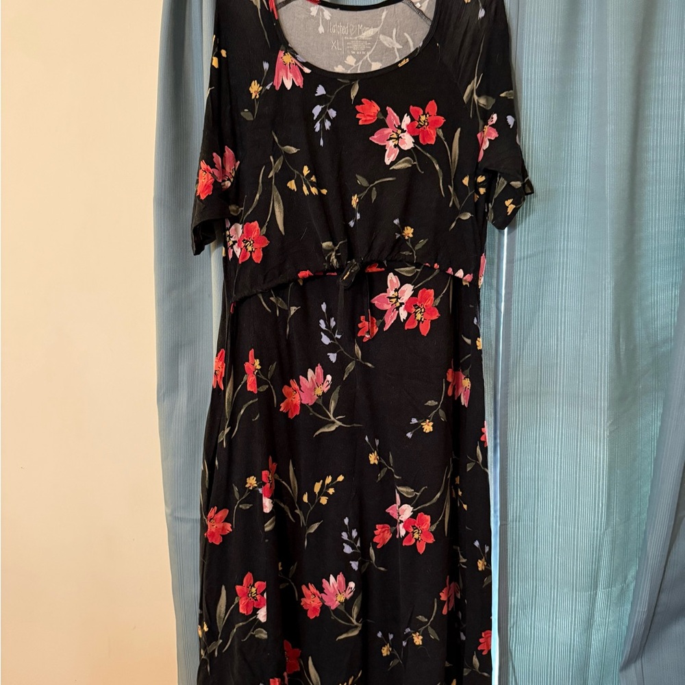 Latched Mama Drawstring Midi Nursing Dress